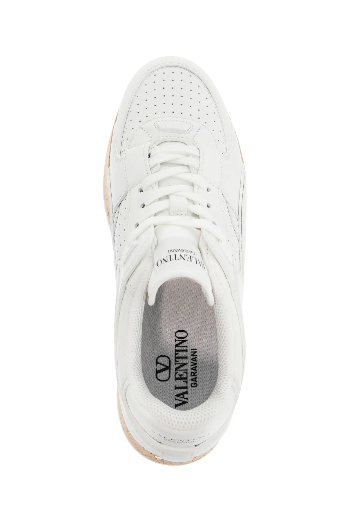 Valentino Garavani Sneaker With Cork Sole And White Leather Perforated Details