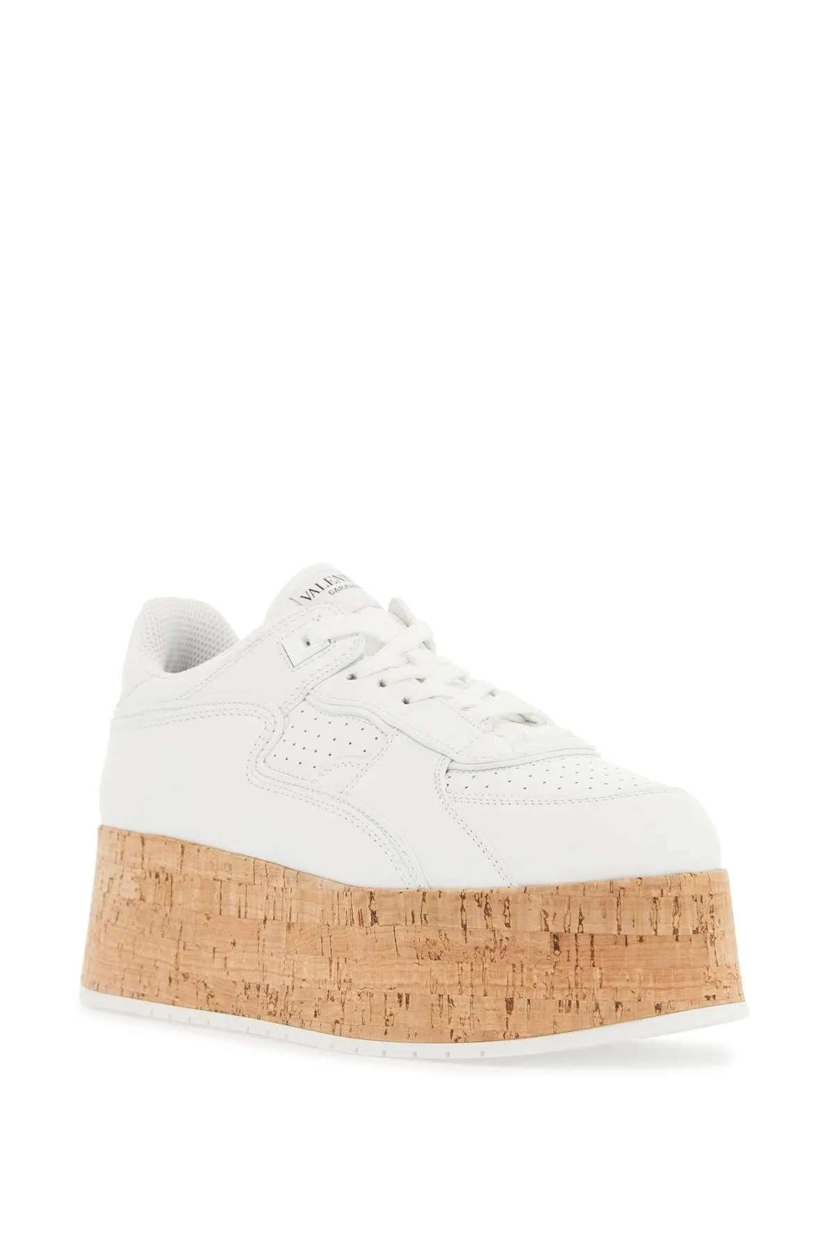 Valentino Garavani Sneaker With Cork Sole And White Leather Perforated Details