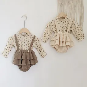 Vintage Baby Girl Linen Outfit