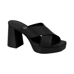 VIZZANO LADIES PELICA MID-HEEL SANDALS BLACK