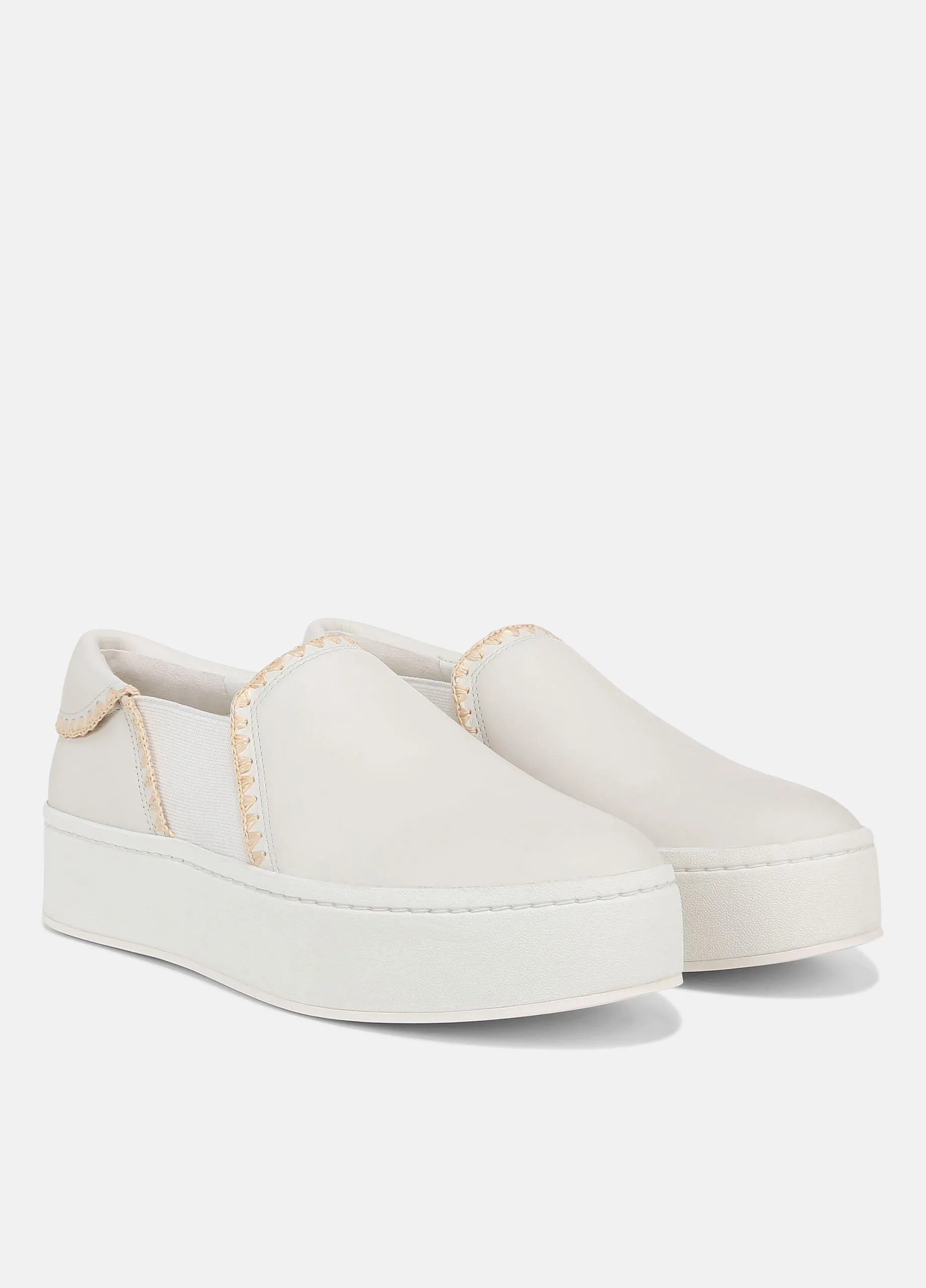 Warren Raffia-Trim Leather Sneaker