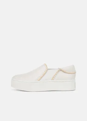 Warren Raffia-Trim Leather Sneaker