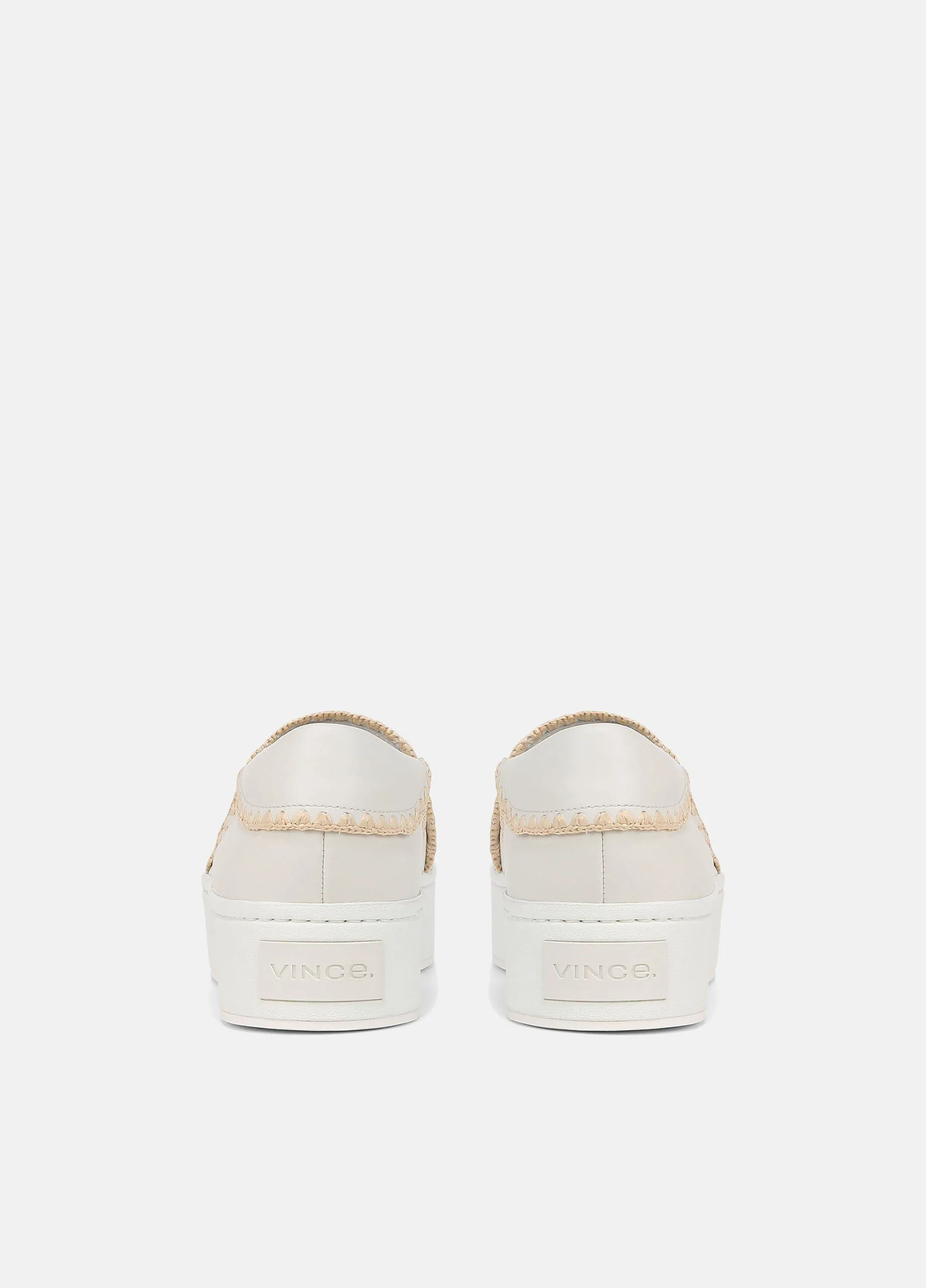 Warren Raffia-Trim Leather Sneaker