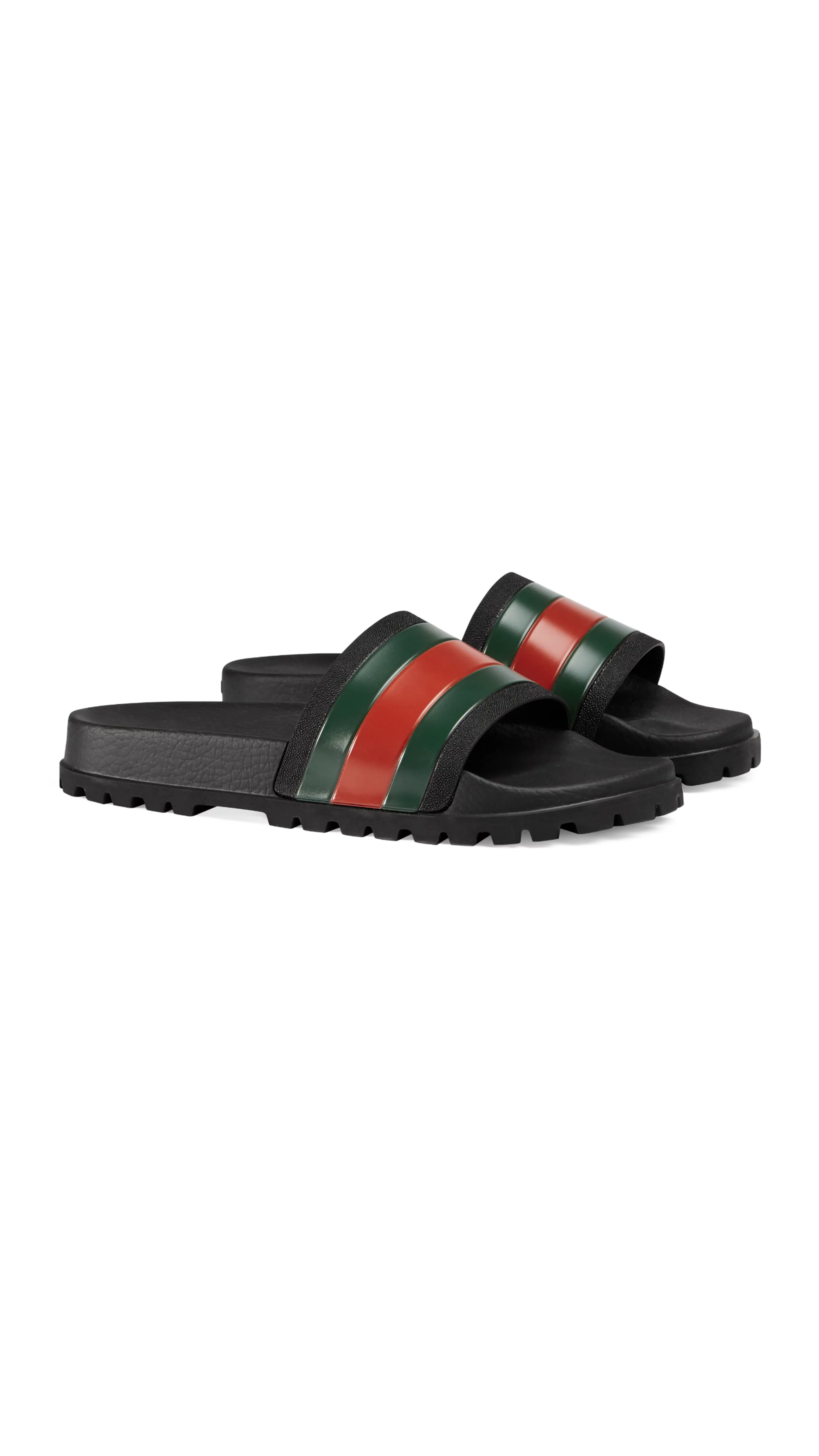 Web Rubber Slide Sandal - Black