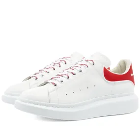 White & Lust Red Alexander McQueen Sneaker with Heel Tab and Wedge Sole