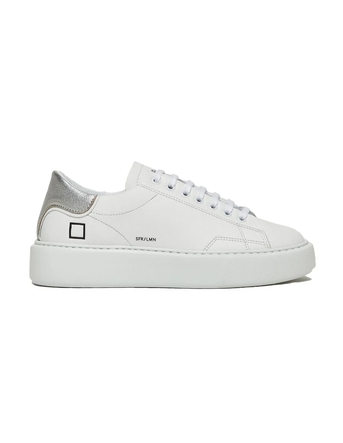 White and silver laminated sphere women's sneakers date W401SFLM.