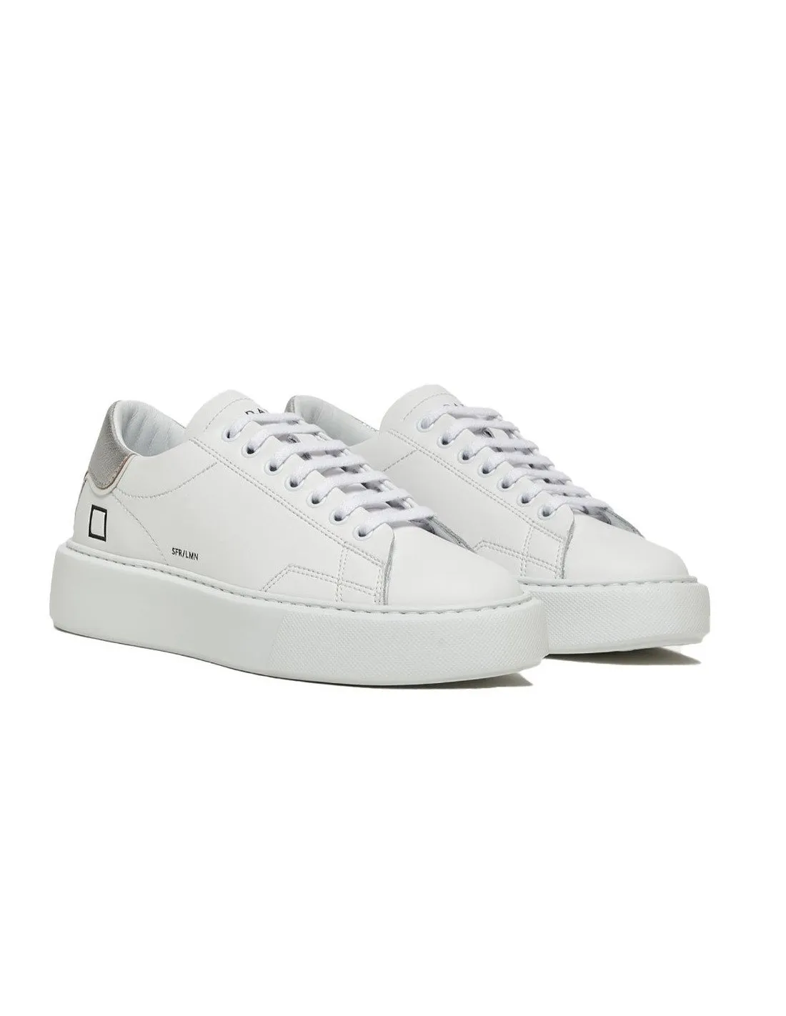 White and silver laminated sphere women's sneakers date W401SFLM.