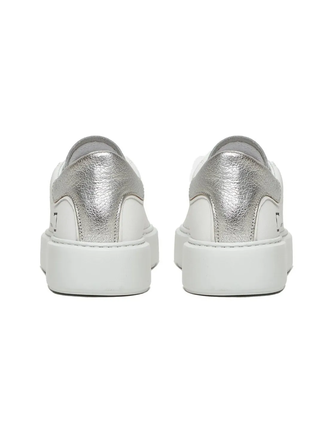 White and silver laminated sphere women's sneakers date W401SFLM.