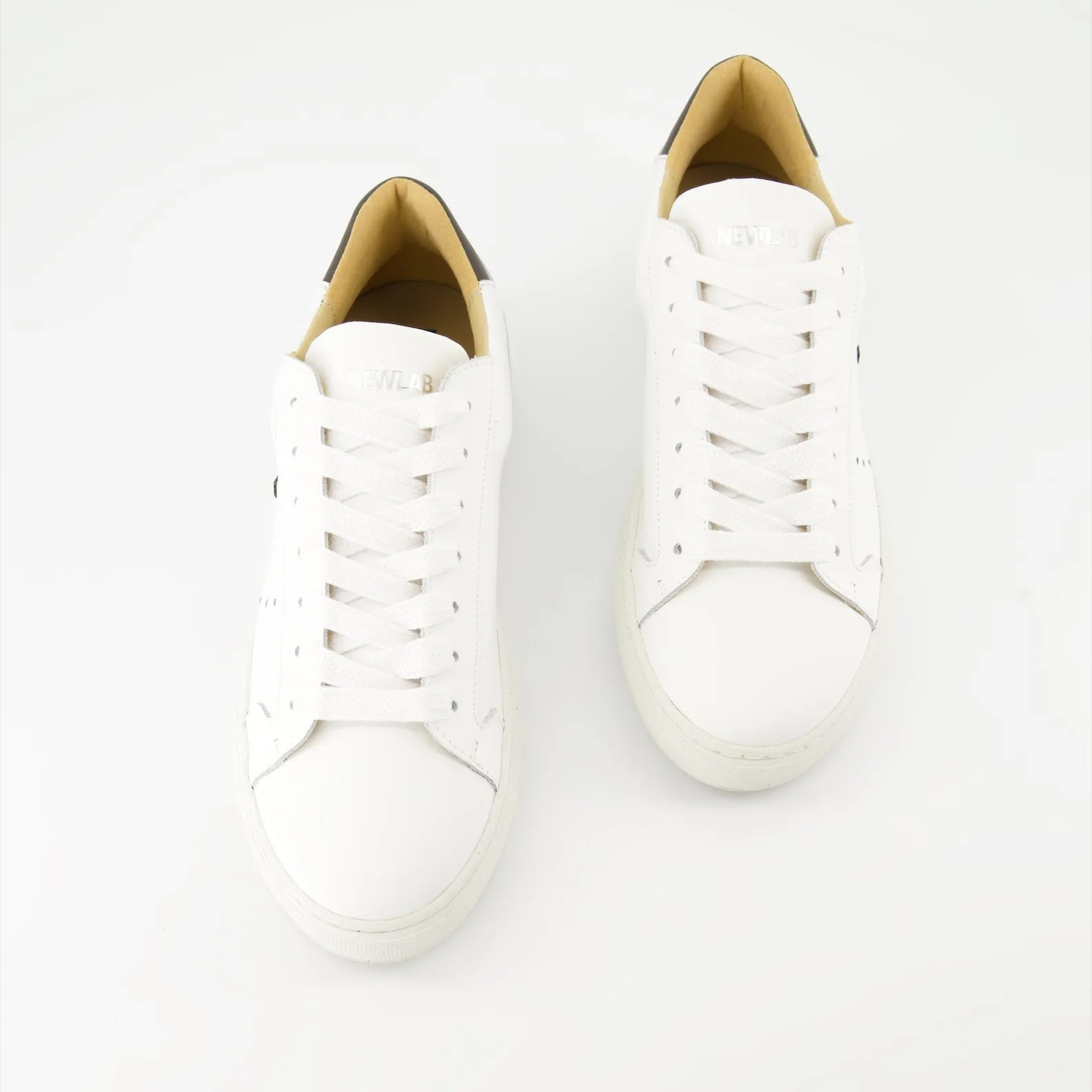 White-Black Leather Sneakers NL10