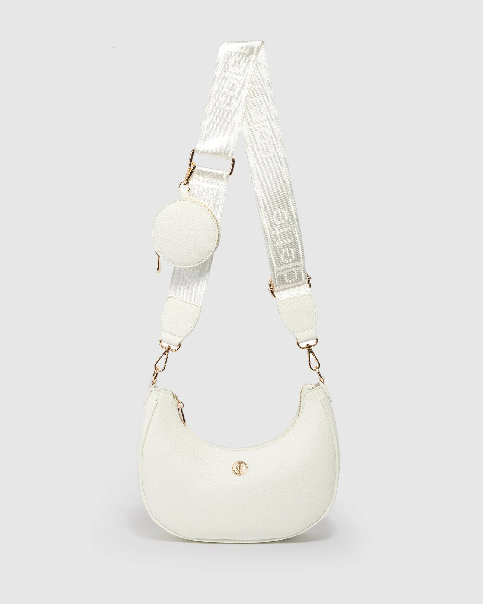 White Flavia Webbing Crossbody Bag