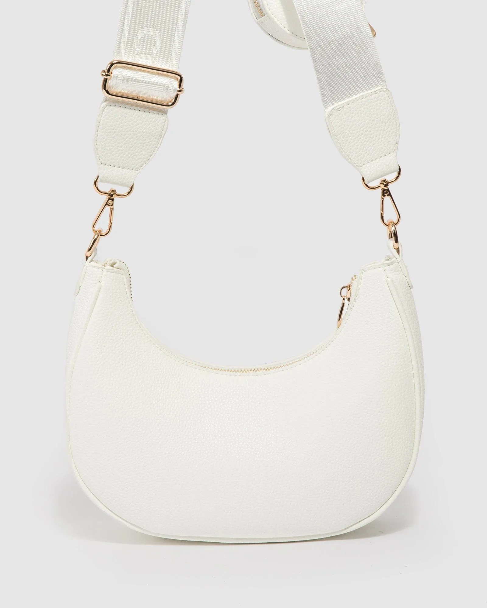 White Flavia Webbing Crossbody Bag