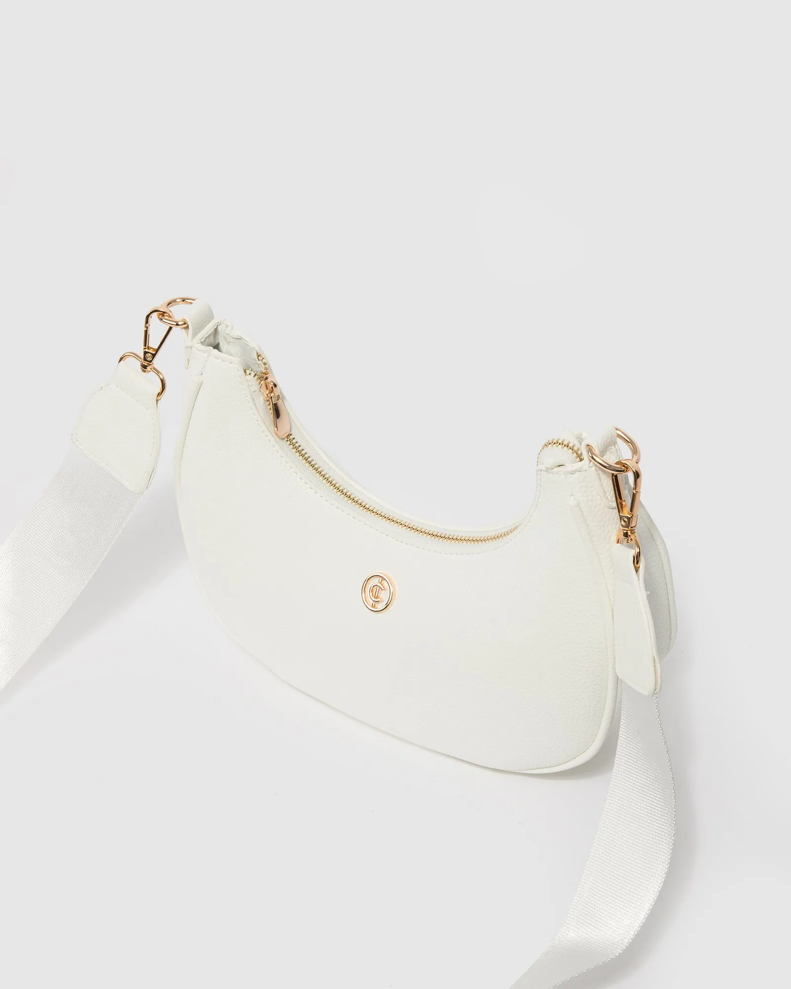 White Flavia Webbing Crossbody Bag