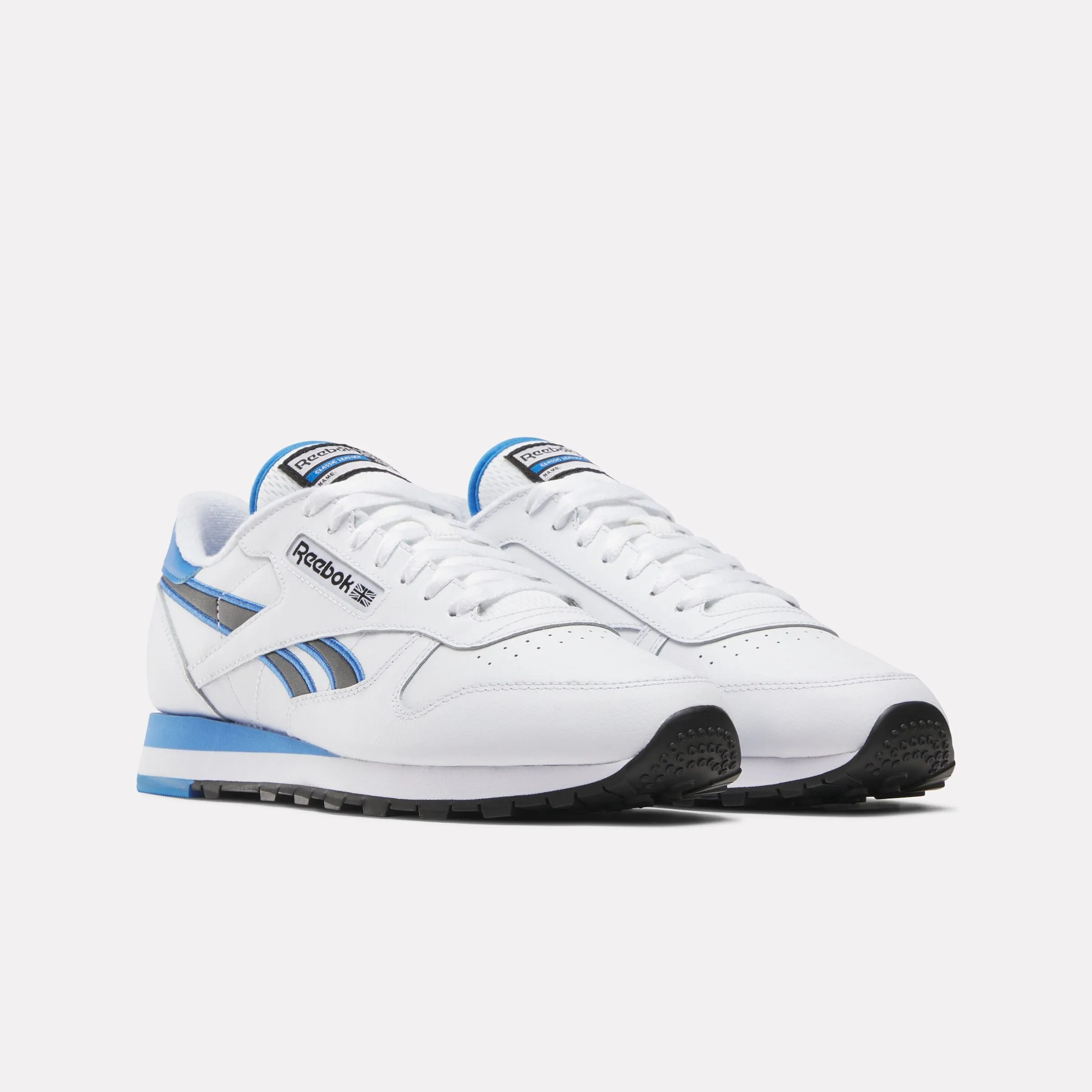 White Kinetic Blue Black Classic Leather Shoes