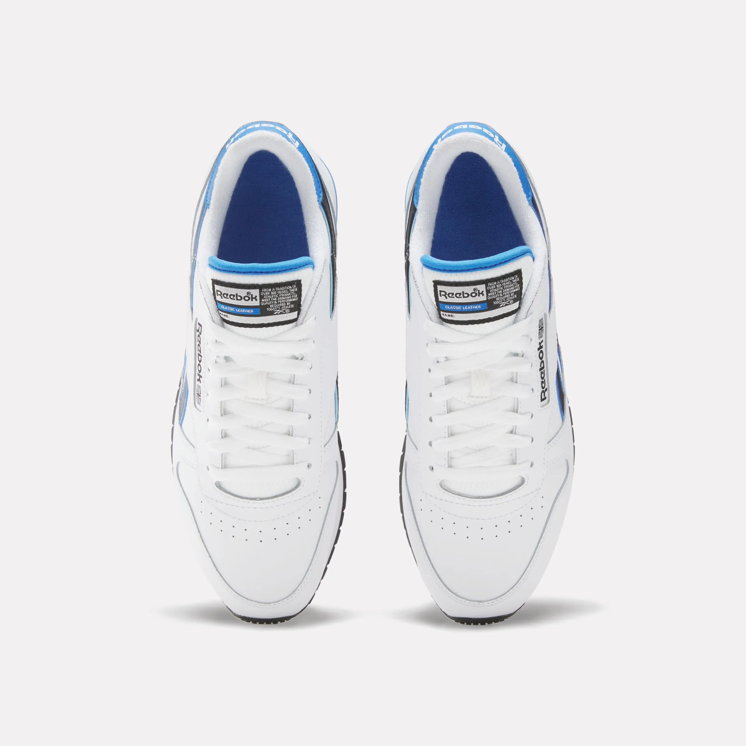 White Kinetic Blue Black Classic Leather Shoes