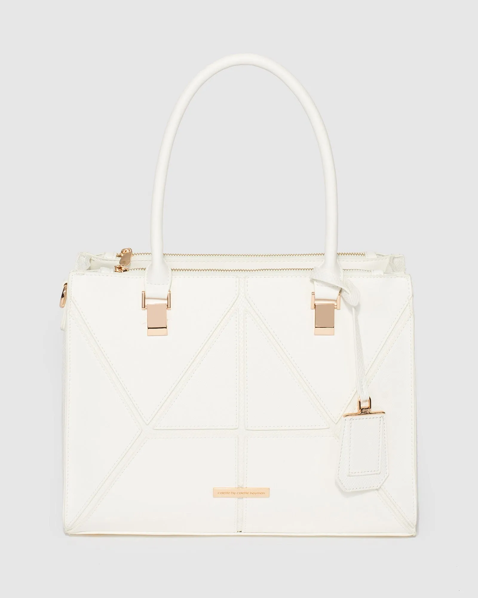 White Lucy Panel Tote Bag