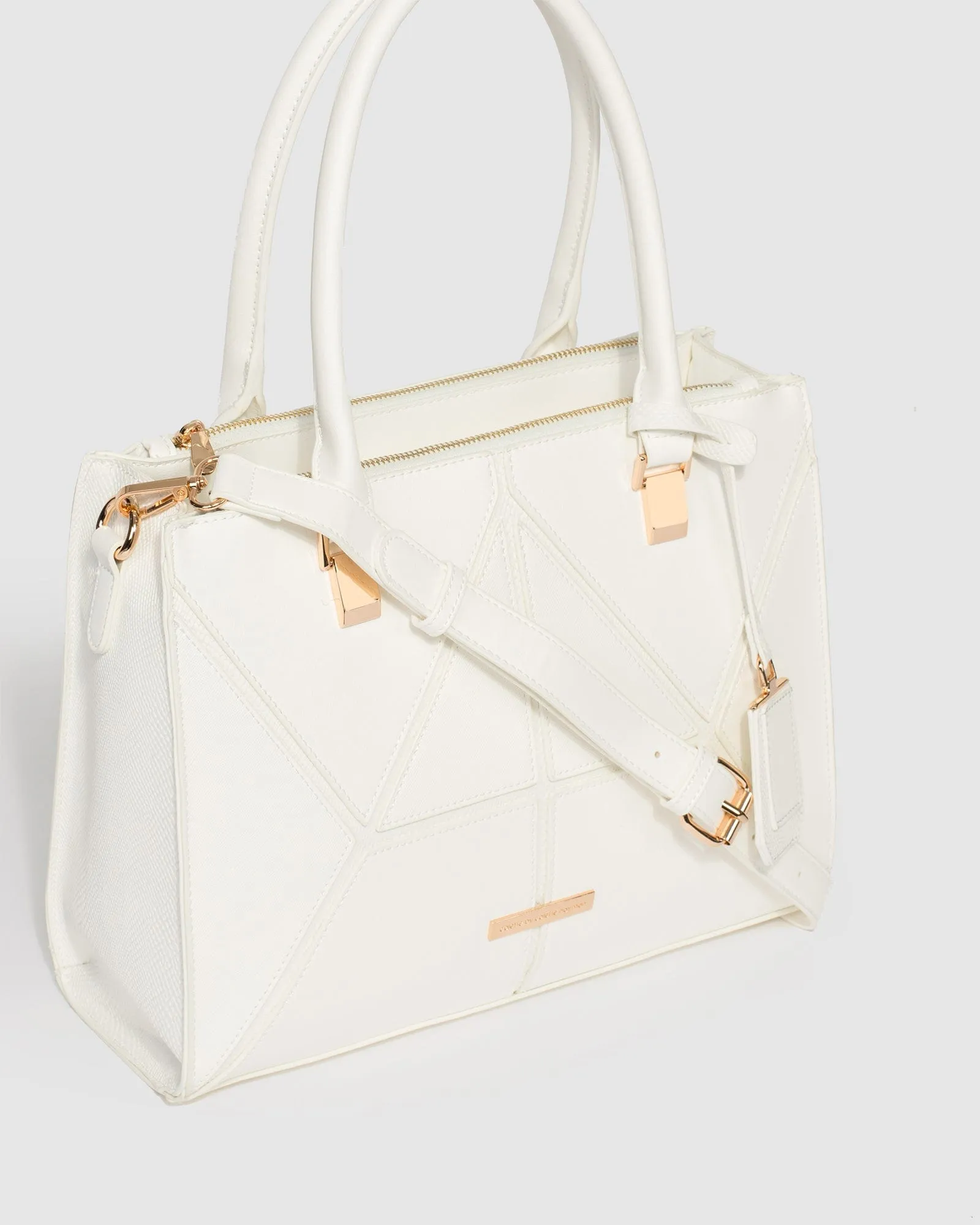 White Lucy Panel Tote Bag