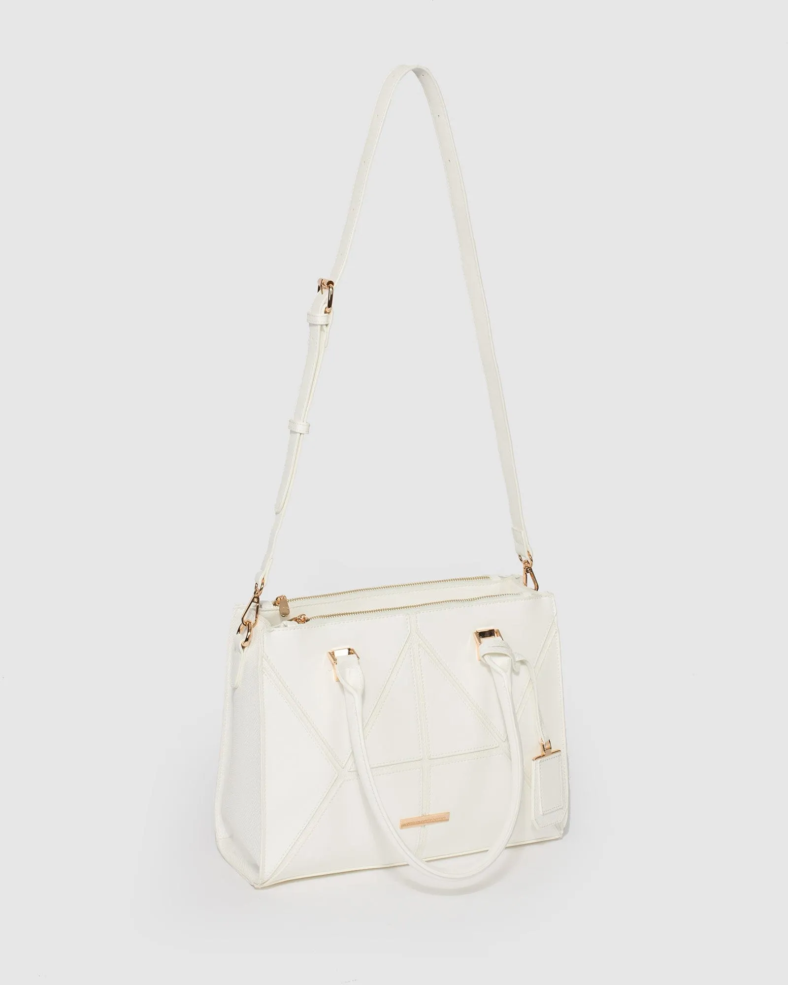 White Lucy Panel Tote Bag