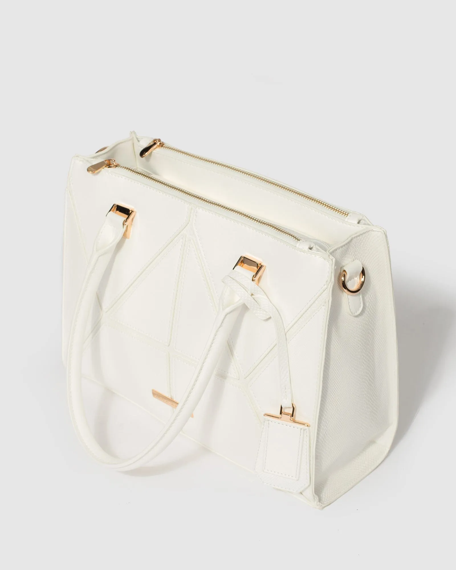 White Lucy Panel Tote Bag