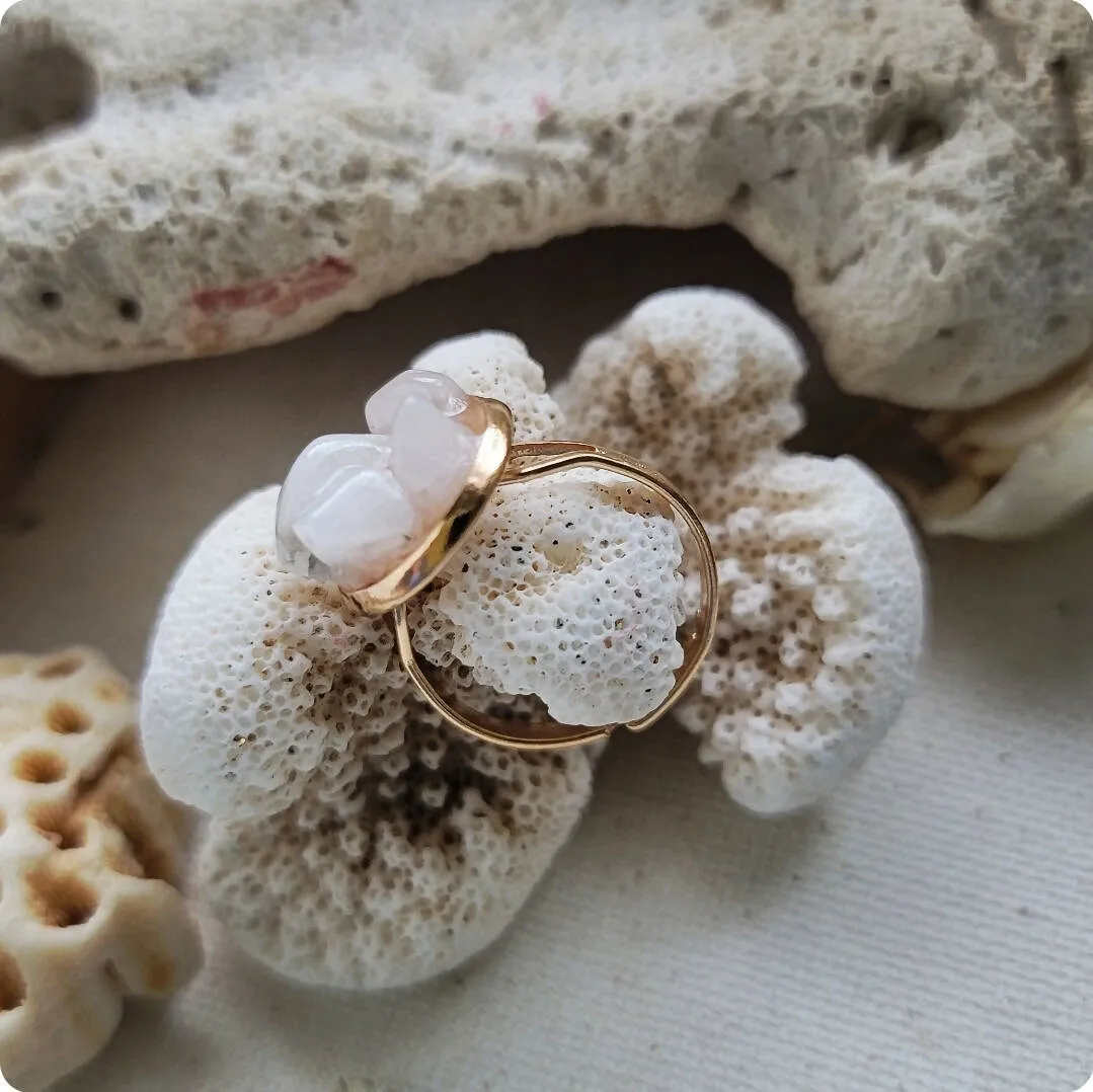 White Marble Natural Stone Ring - Island Girl Art