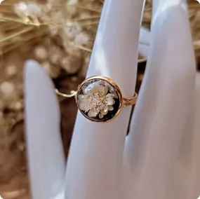 White Preserved Flower Ring by Island Girl Art