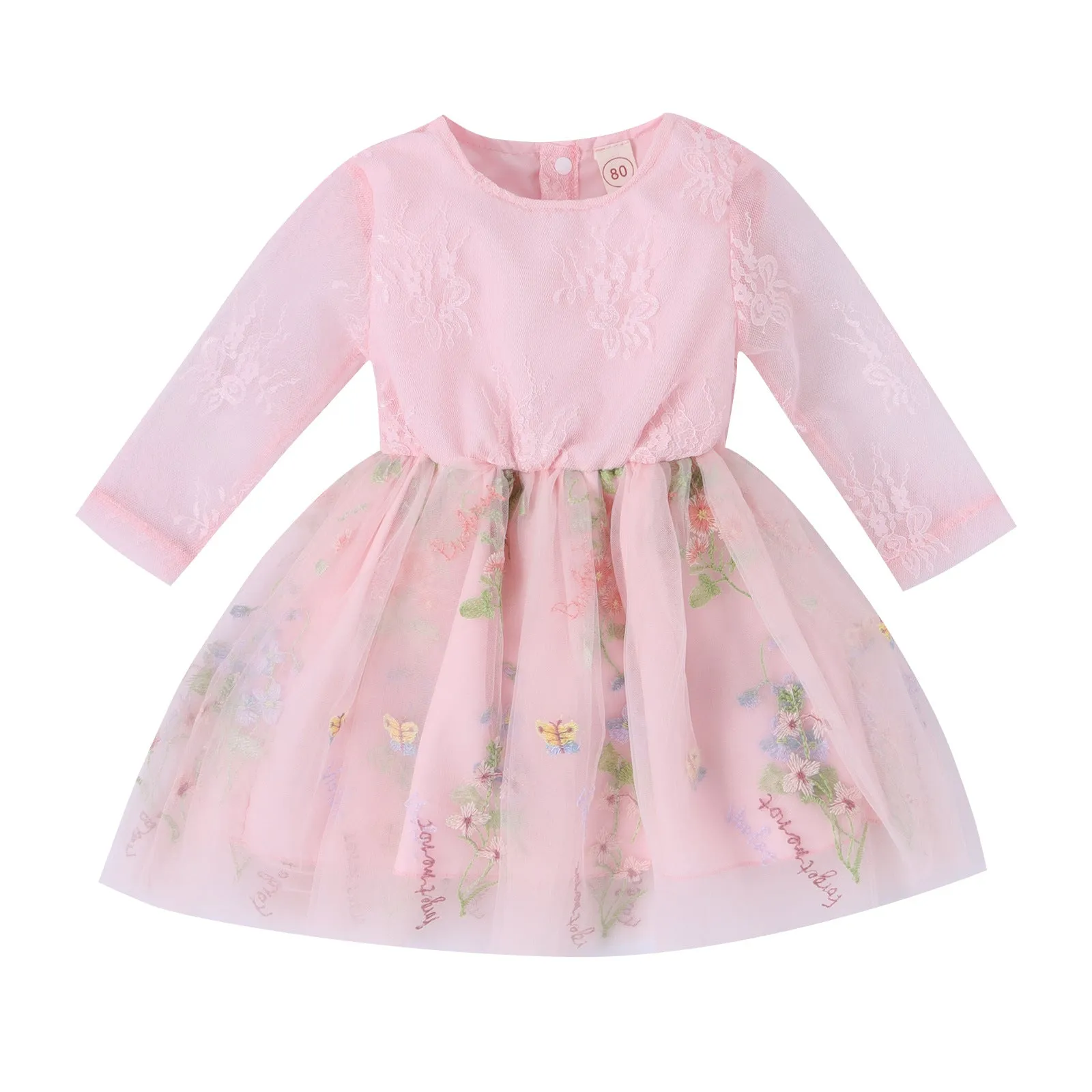 Wholesale Flower Embroidered Dresses for Baby Girls - Style 24011123