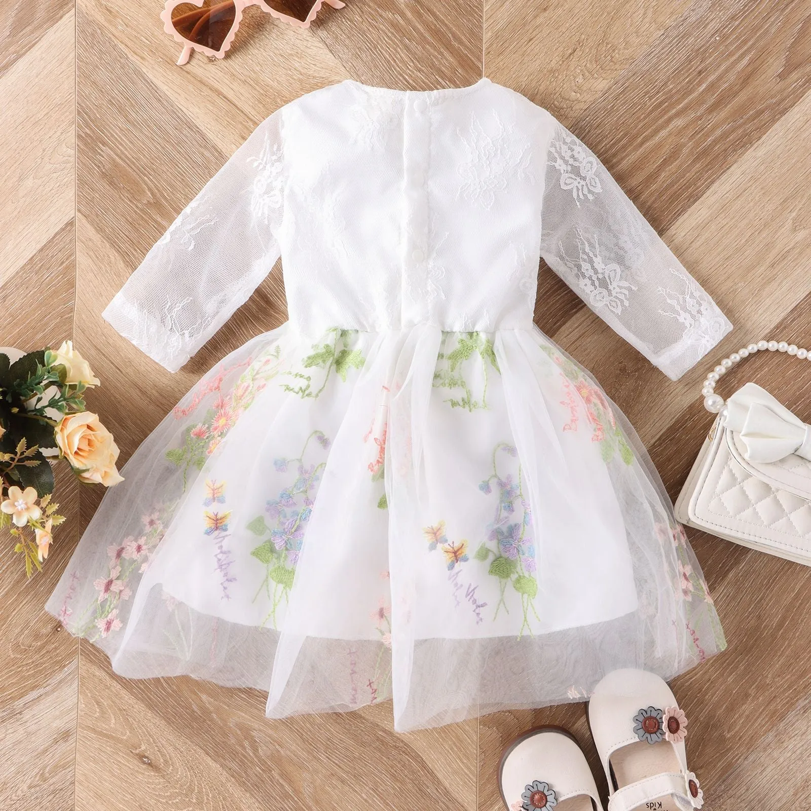 Wholesale Flower Embroidered Dresses for Baby Girls - Style 24011123