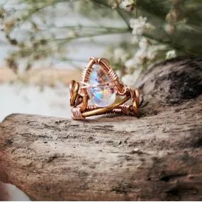 Wire Wrapped Opalite Teardrop Ring by Island Girl Art