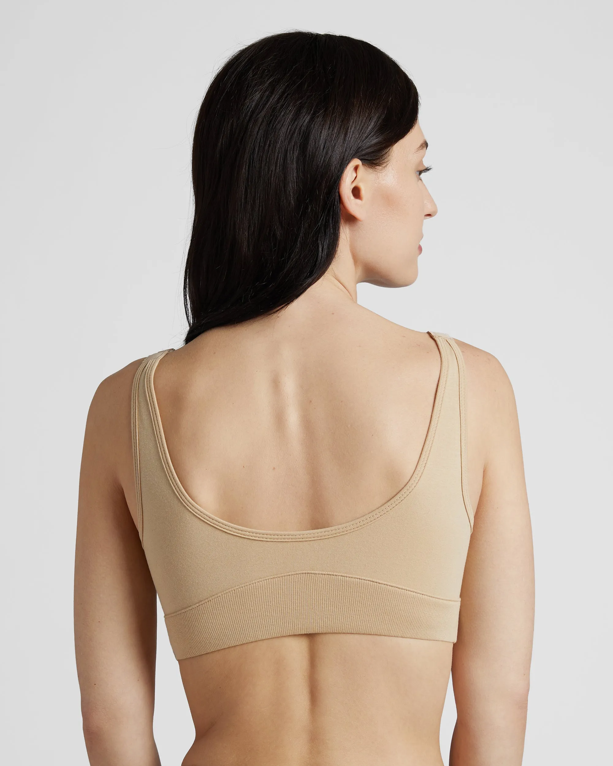 Wireless Front Zip Bra - Nude