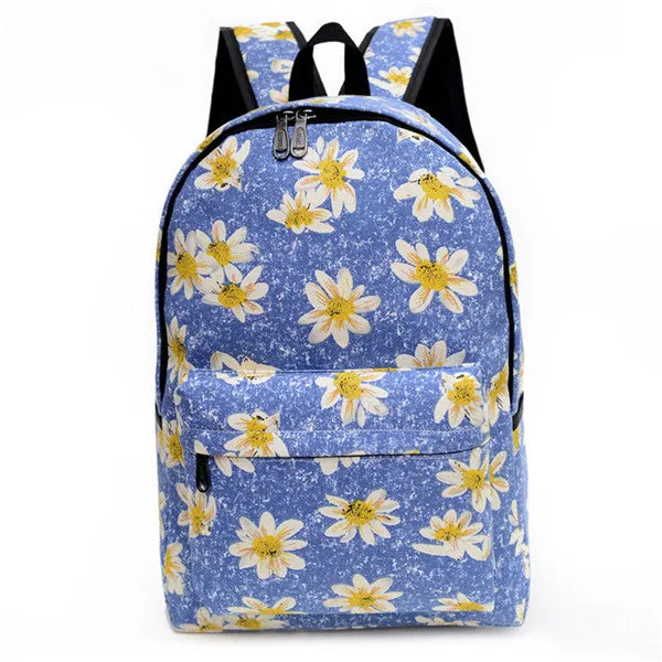 Teen Girl Floral Print Canvas Travel Backpack School Bag Women Mochila Mulheres