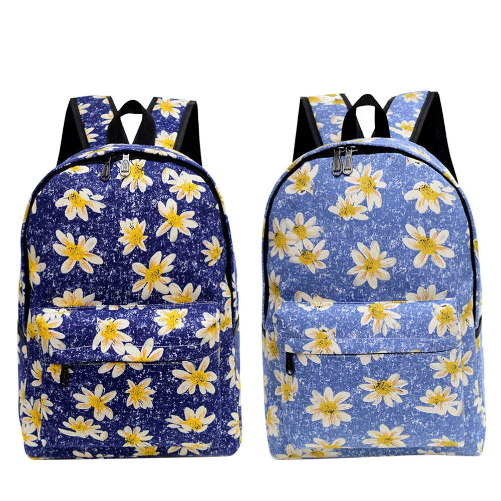 Teen Girl Floral Print Canvas Travel Backpack School Bag Women Mochila Mulheres