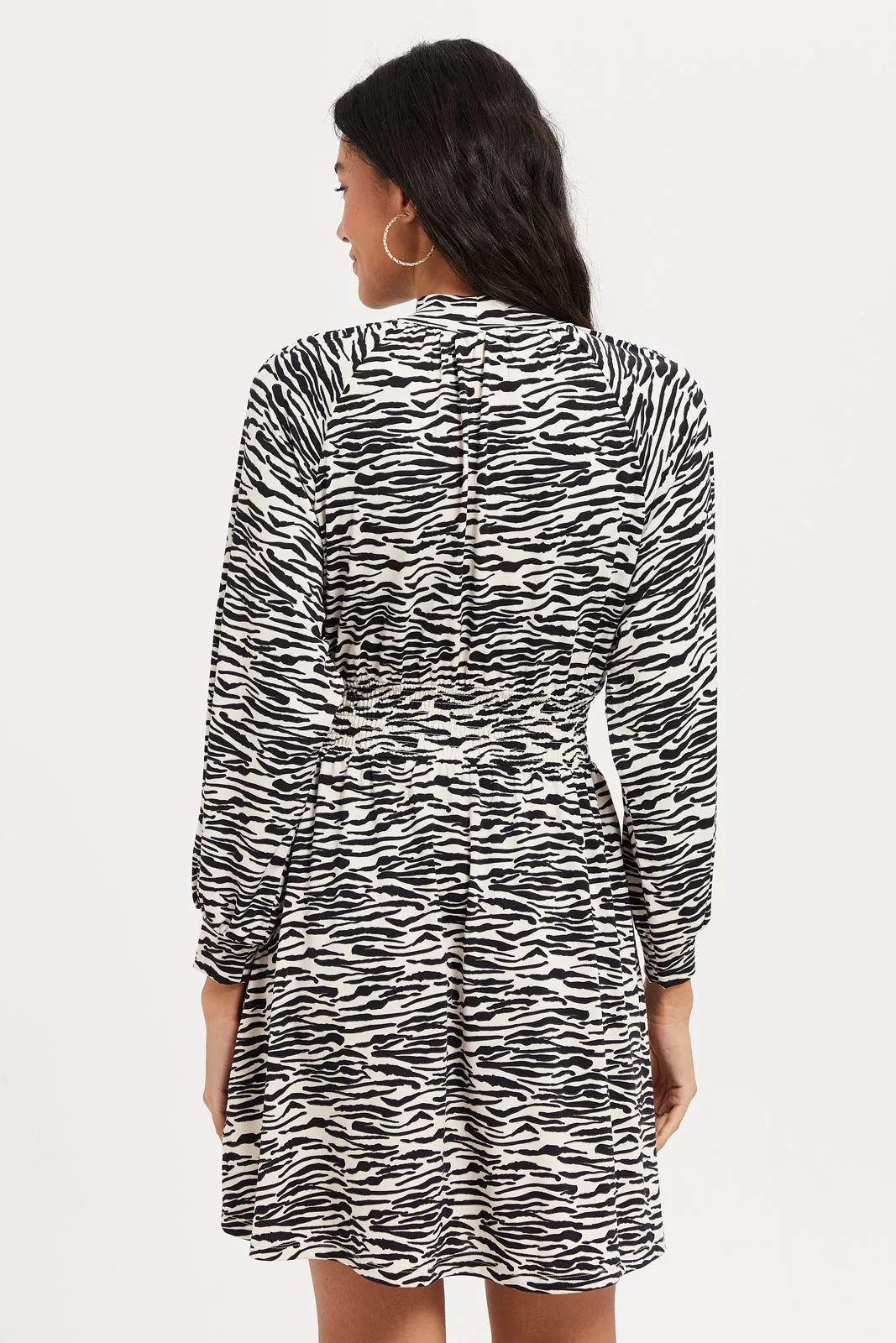 Women Black And White Animal Printed Dress