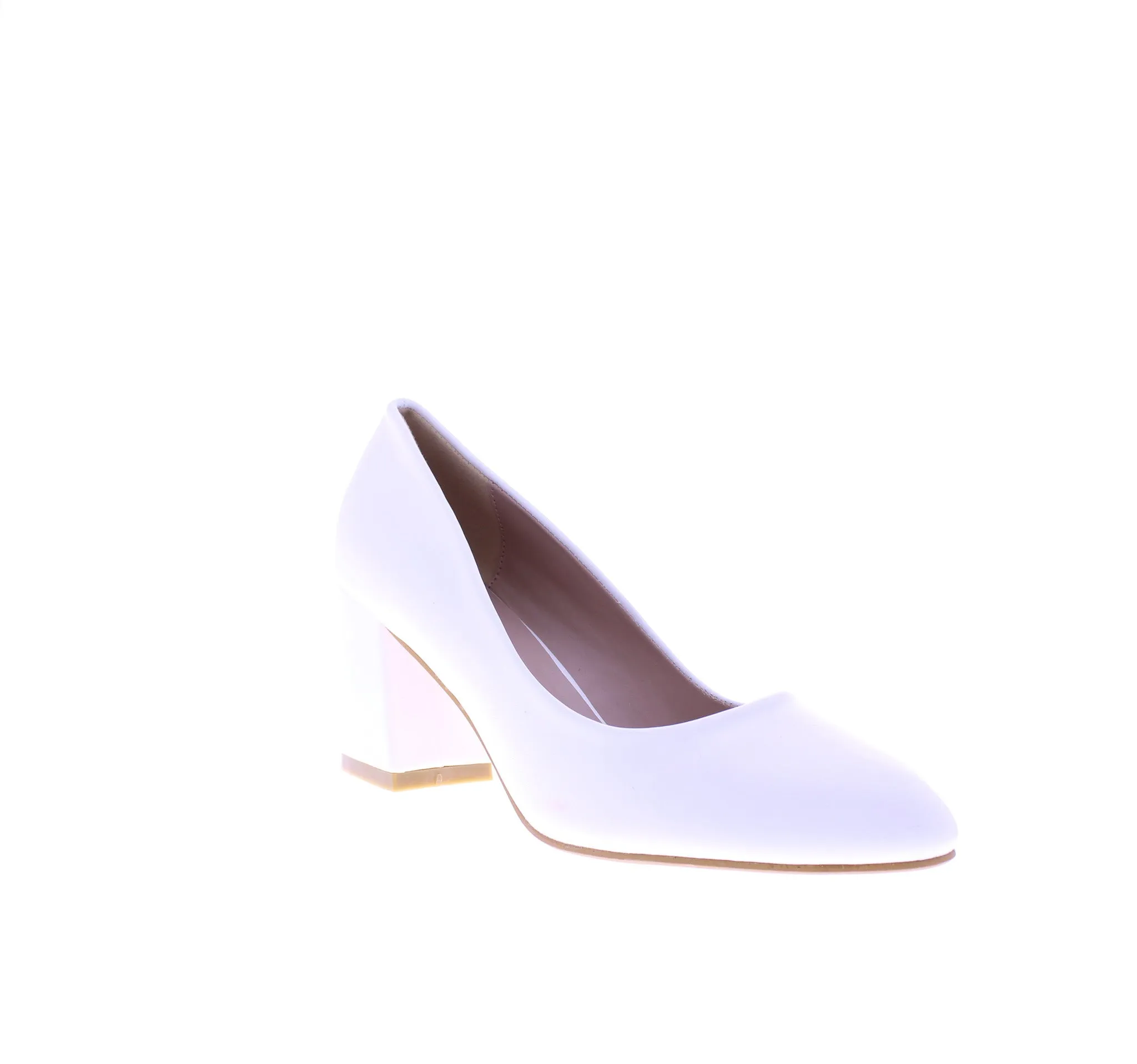 Women Faux Leather Wide Heel Pump