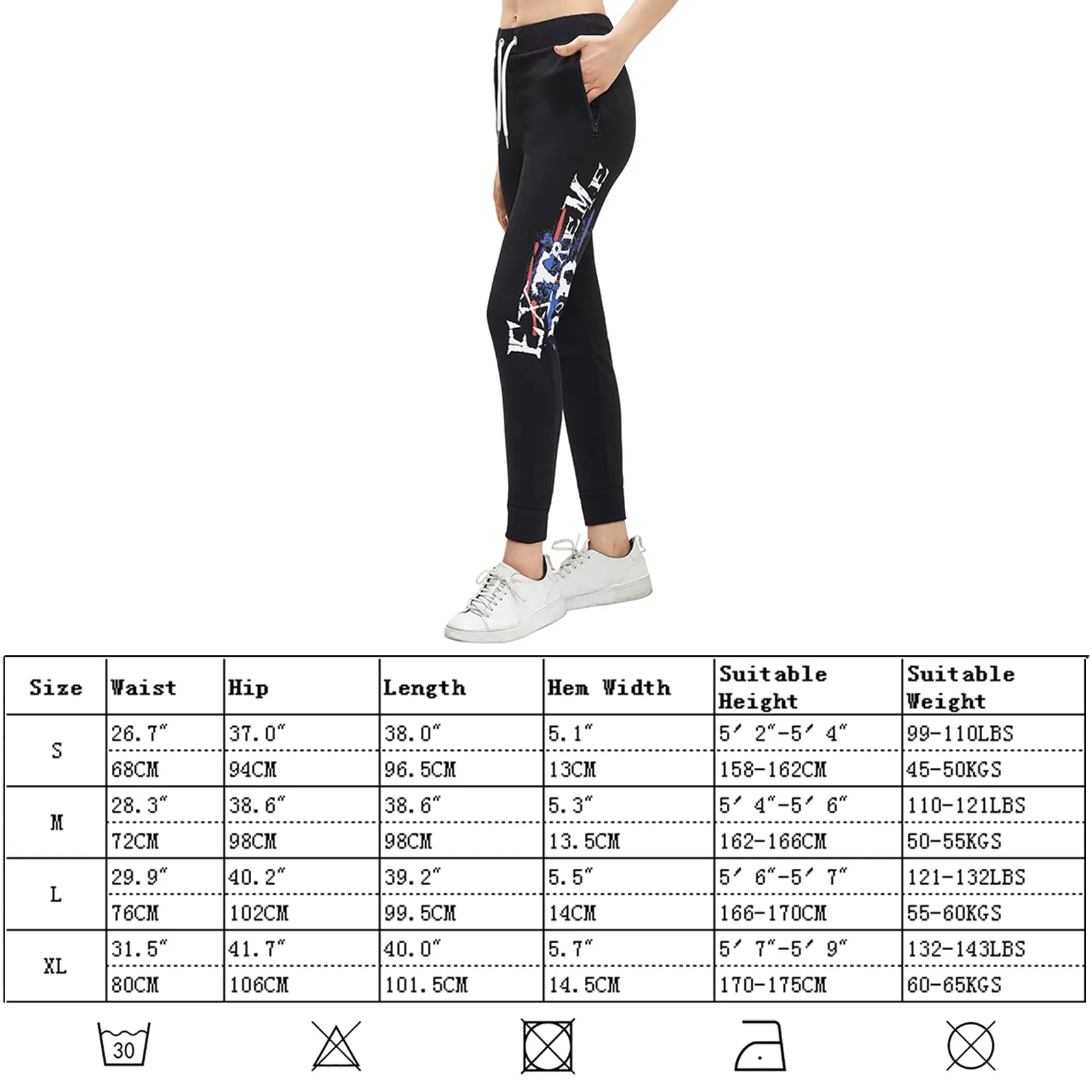 Women Gym Joggers Graphic Print Tracksuit Bottoms Running Pants