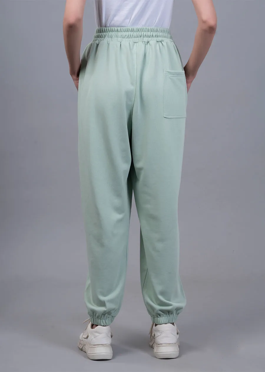 Women Premium Terry Loose Fit Joggers - Mint Green