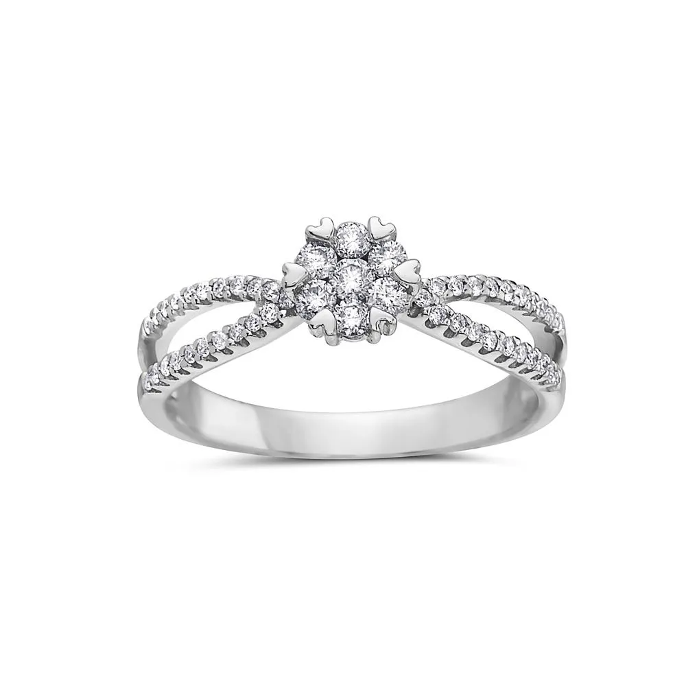 Women's 14k White Gold Right Hand Ring with 0.42 CT Gold