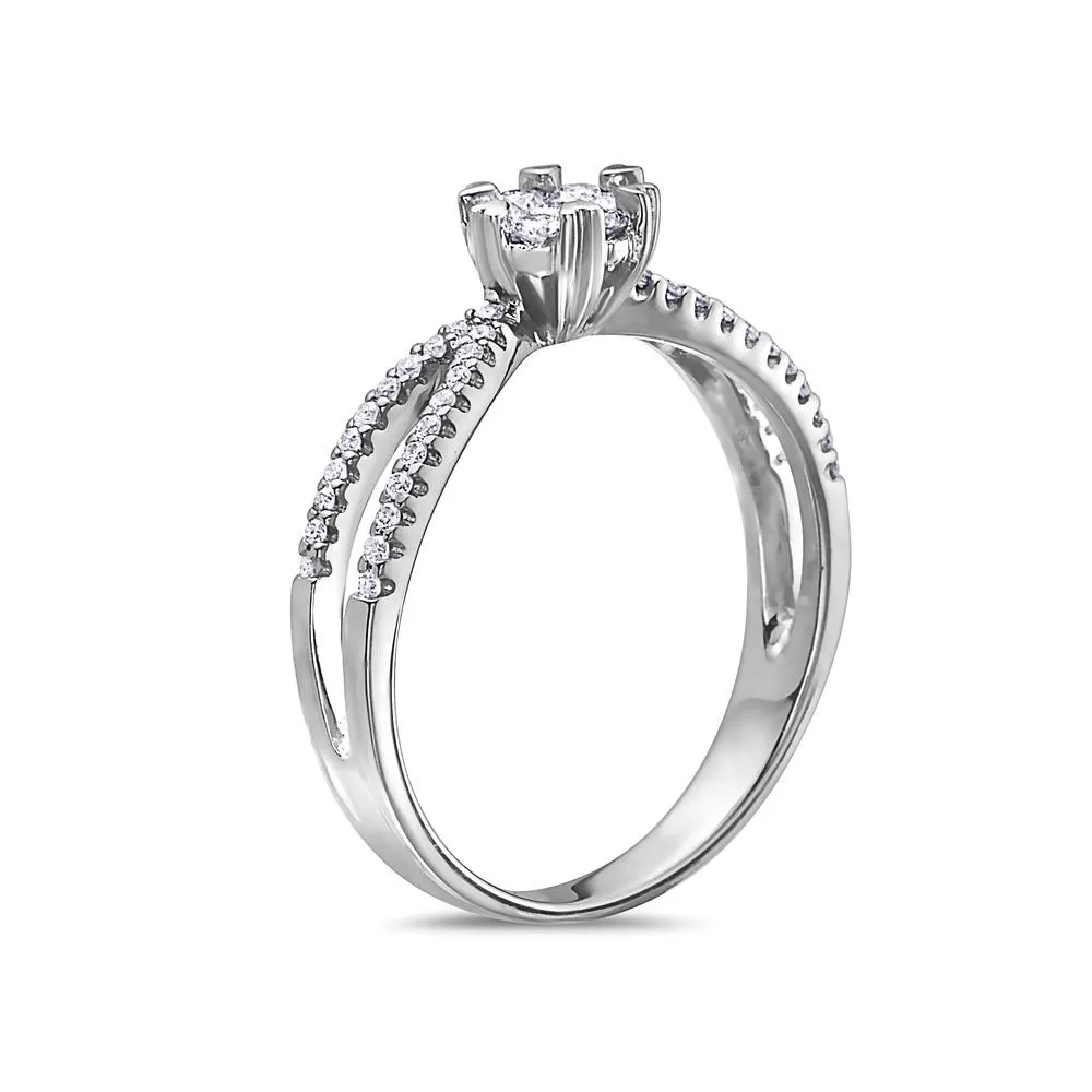 Women's 14k White Gold Right Hand Ring with 0.42 CT Gold