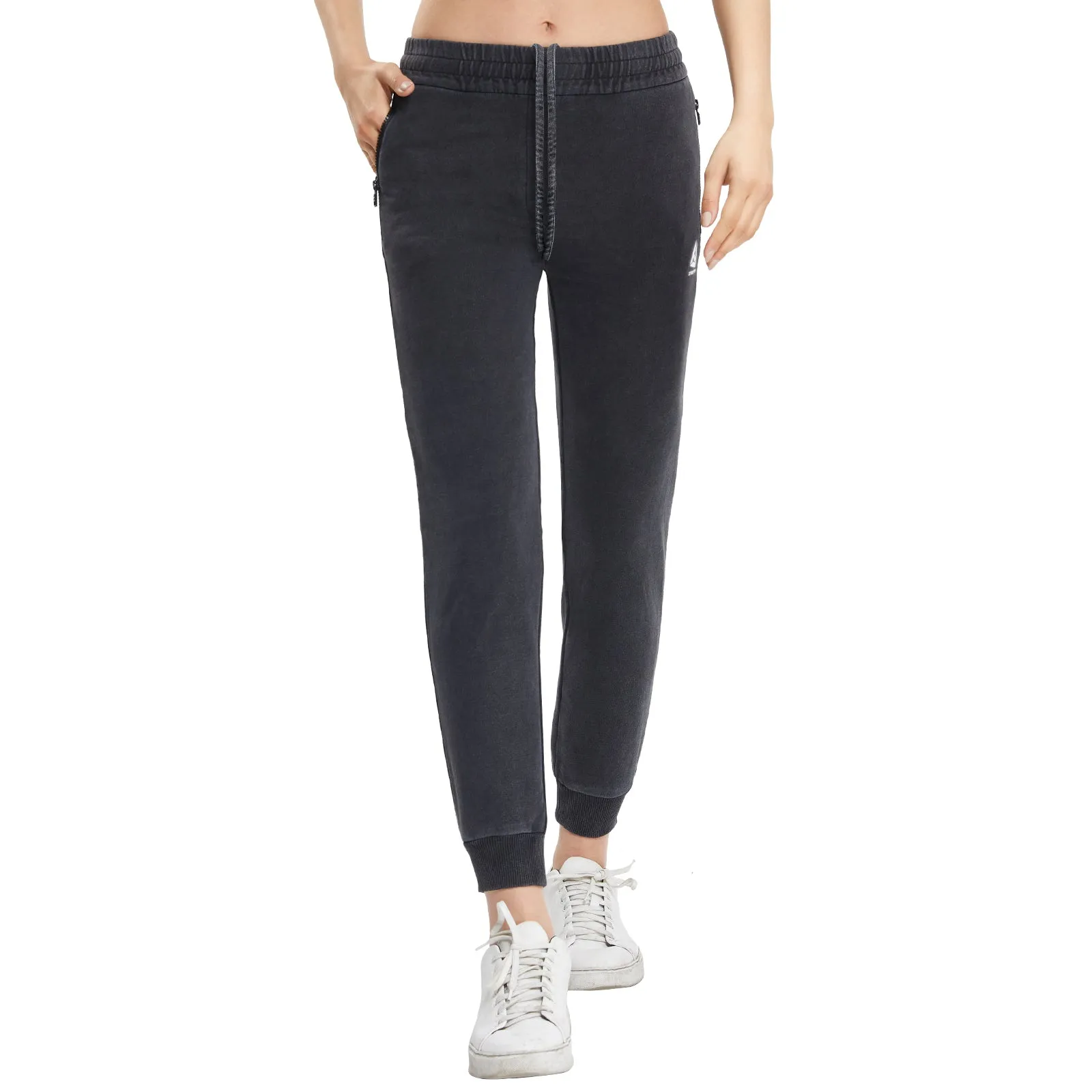 Womens Denim Joggers Terry Stretch Tracksuit Bottoms