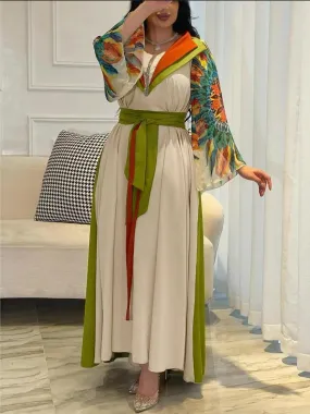 Printed Abaya Kaftan Dress Women's Fashion 2XL S5017946