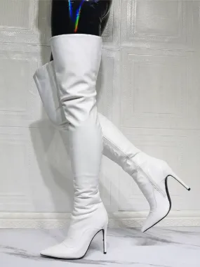 Women's Sexy White Over The Knee Thigh High Heel Boots