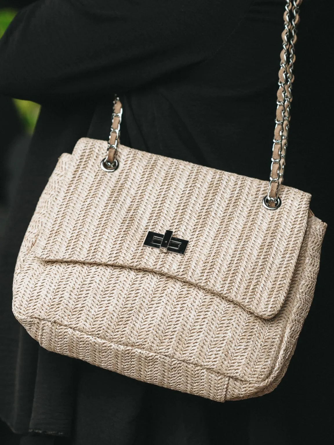 Textured Twist Lock Purse