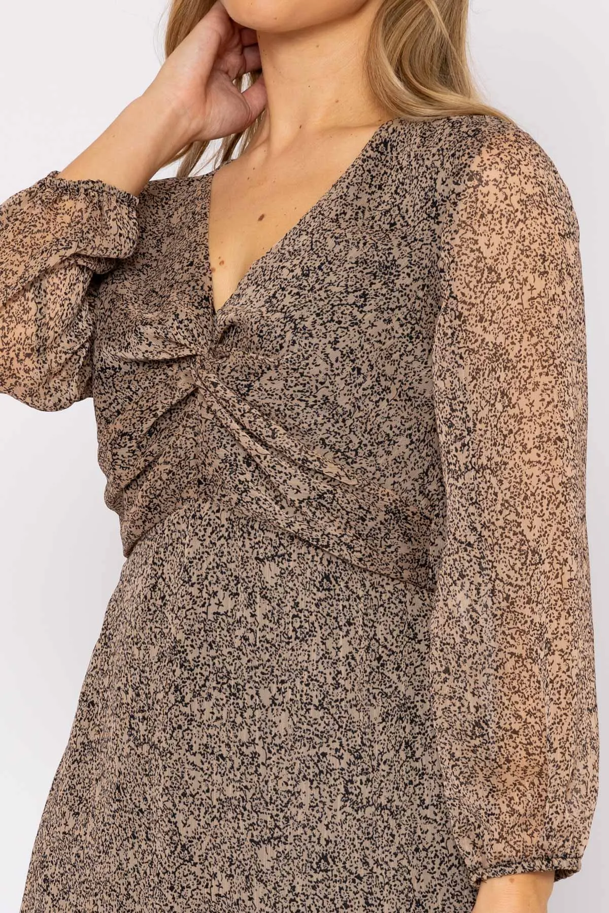 Wrap Front Midi Dress in Animal Print