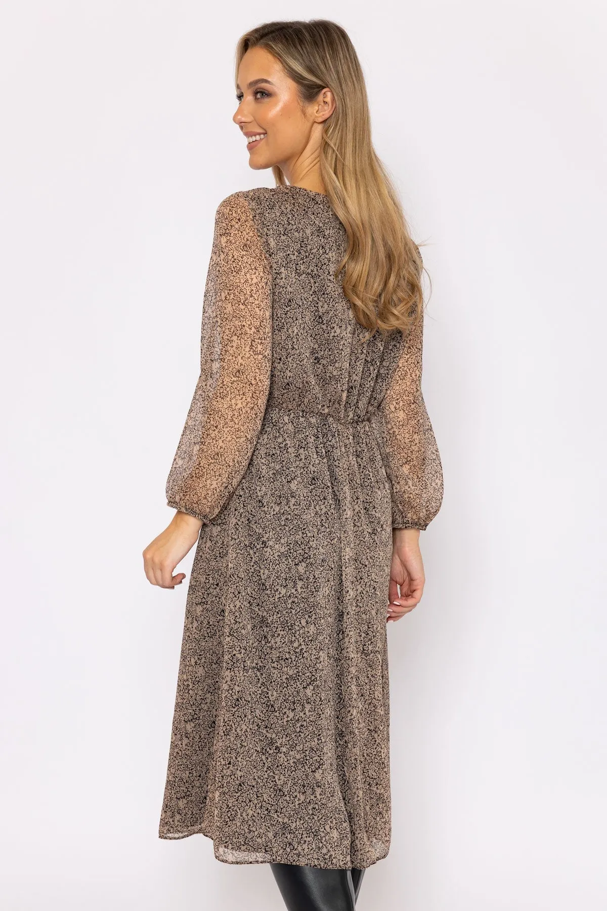 Wrap Front Midi Dress in Animal Print