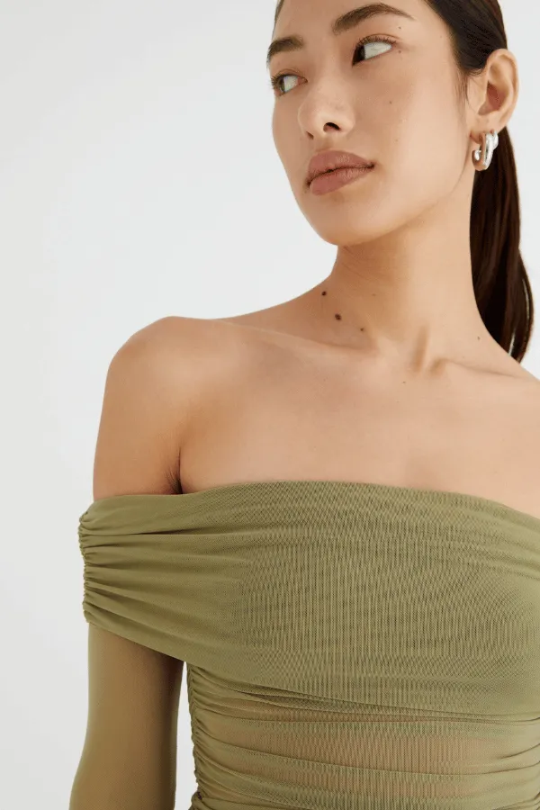 Yasmin Pistachio Off Shoulder Top