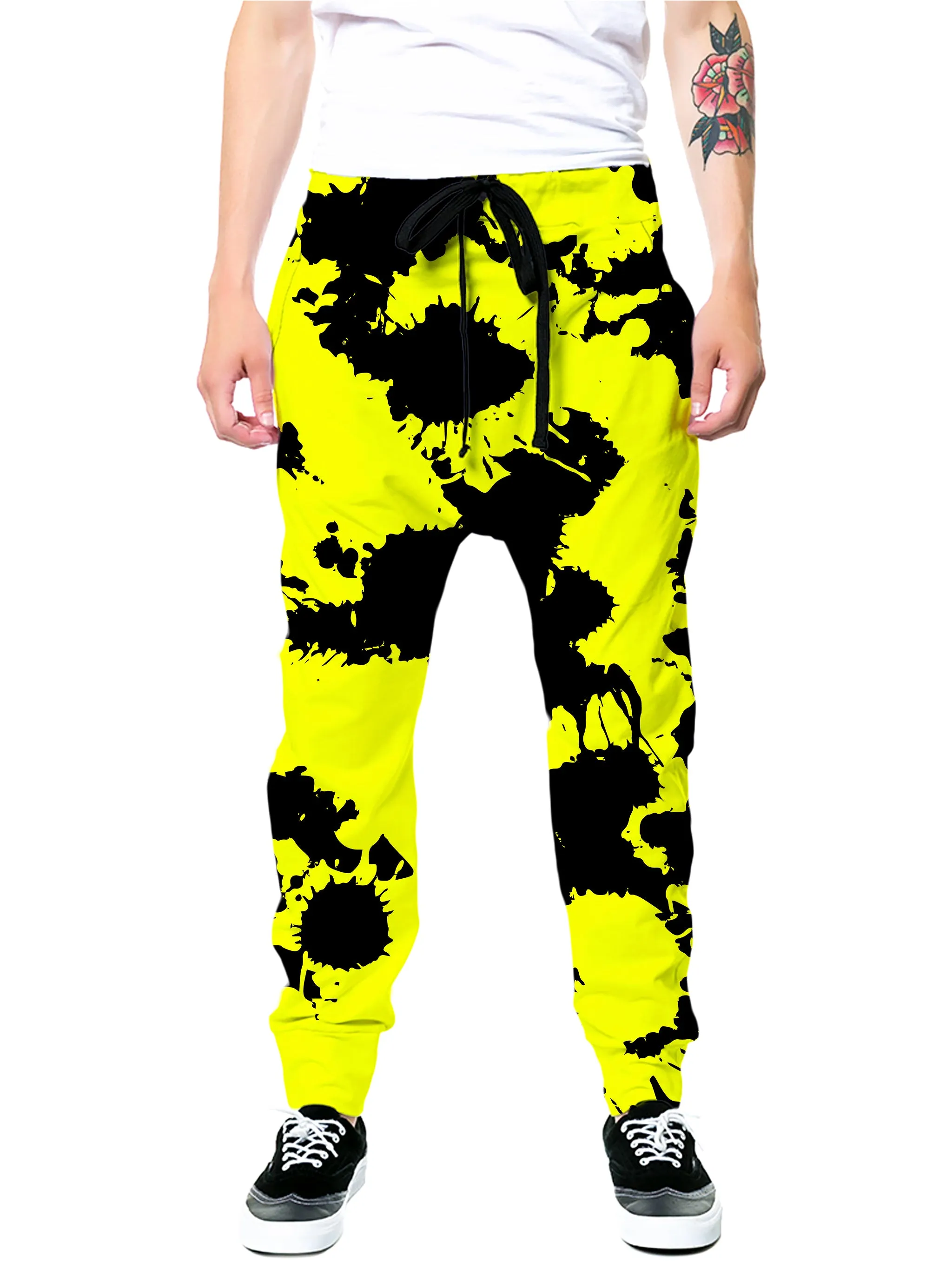 Yellow and Black Paint Splatter Joggers