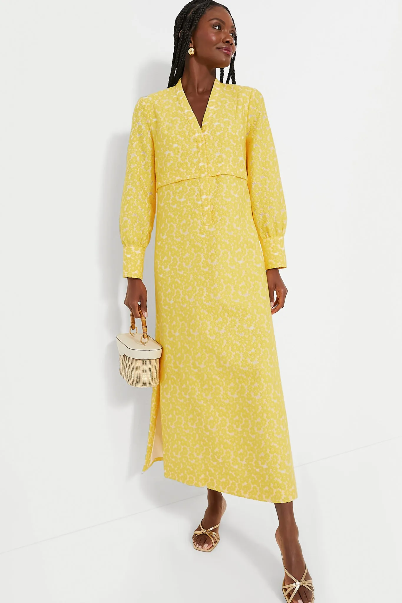 Yellow Daisy Jacquard Aurelia Dress