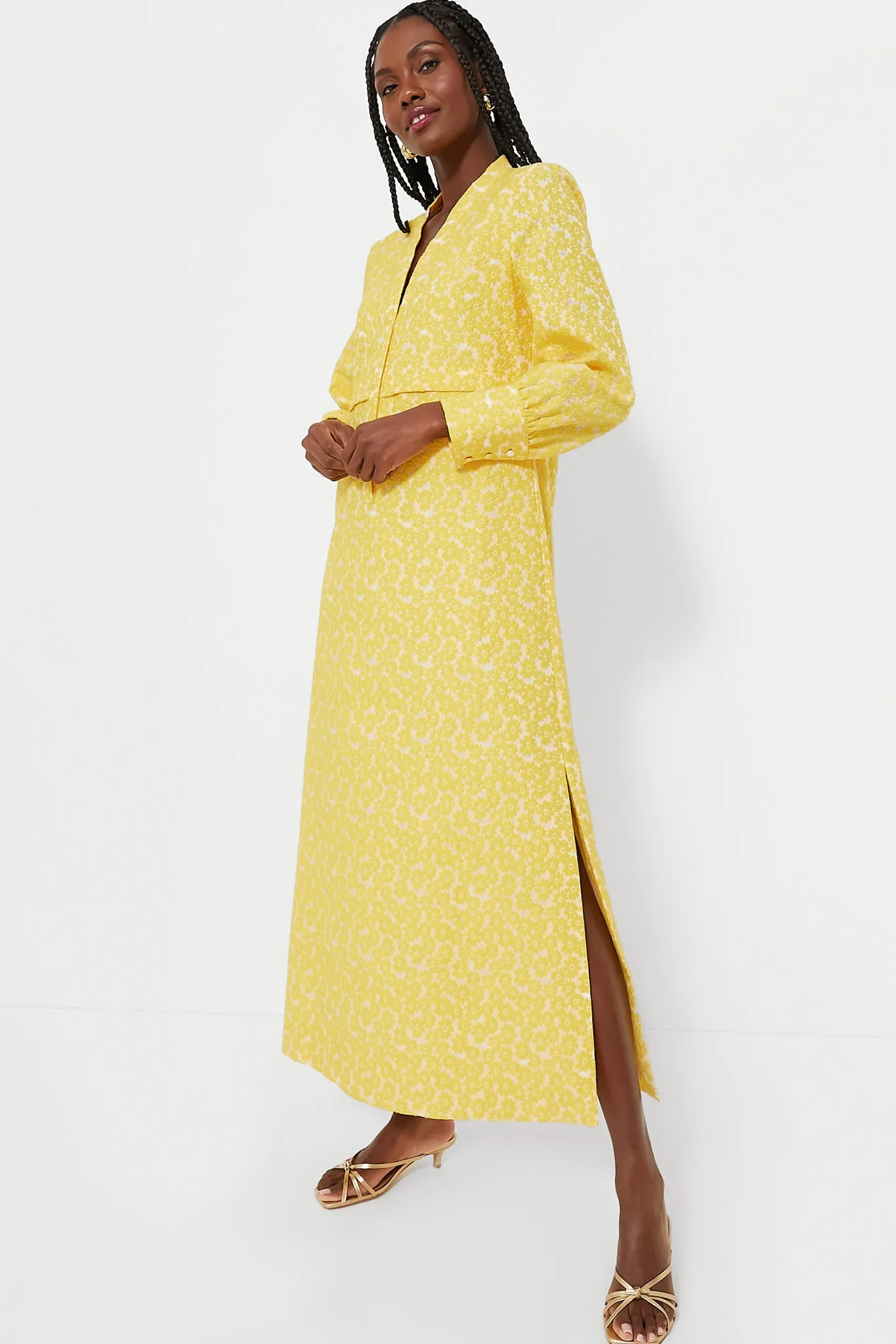 Yellow Daisy Jacquard Aurelia Dress