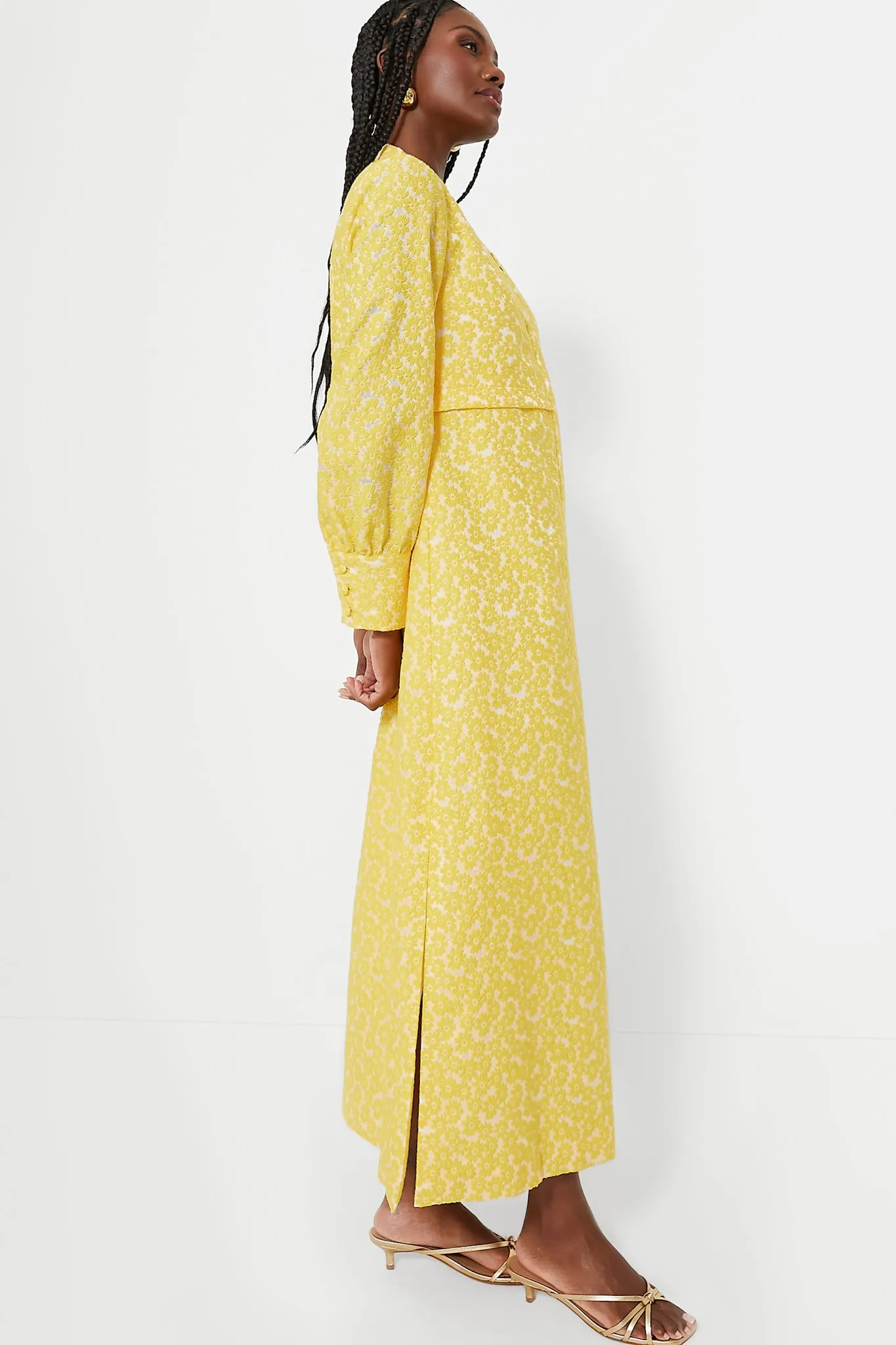 Yellow Daisy Jacquard Aurelia Dress