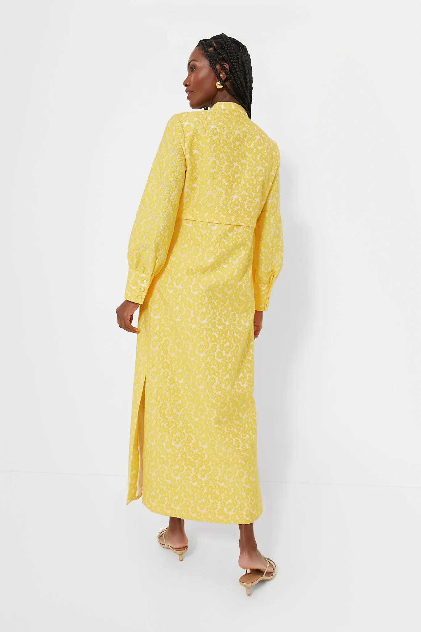 Yellow Daisy Jacquard Aurelia Dress