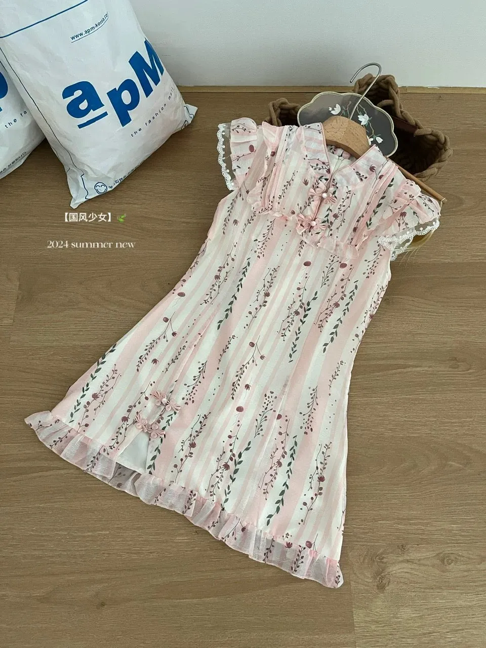 Youni's homemade Chinese style girl summer new Chinese style slim dress